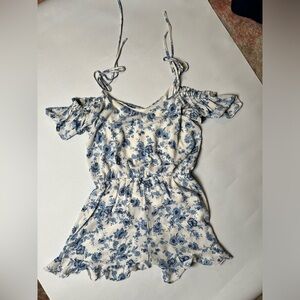 Moon River Blue Floral Romper